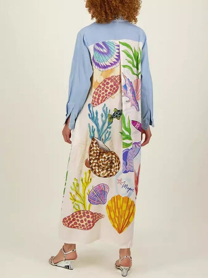Under the Sea Illustrated Midi Dress - TheBohoBloom