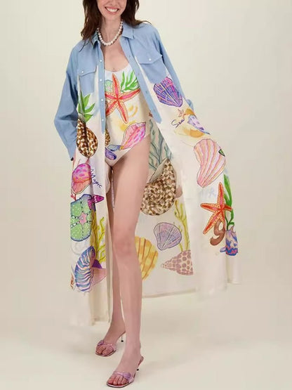 Under the Sea Illustrated Midi Dress - TheBohoBloom