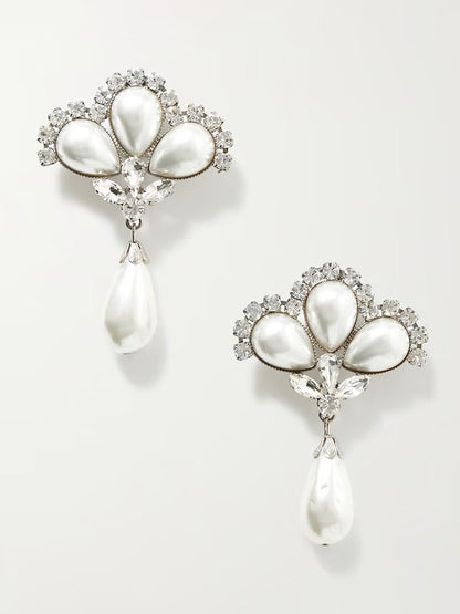 Personalized Flower Fan Shape Pearl Earrings