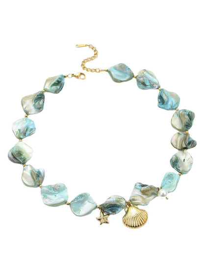 Ocean Style Blue Shell And Starfish Necklace