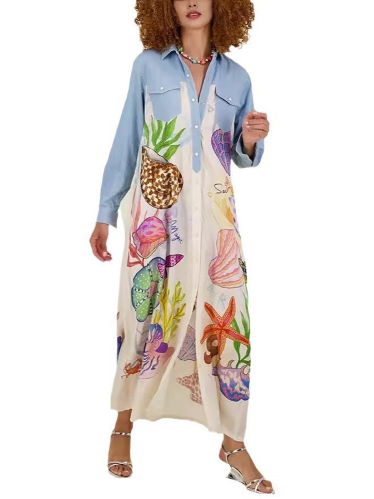 Under the Sea Illustrated Midi Dress - TheBohoBloom