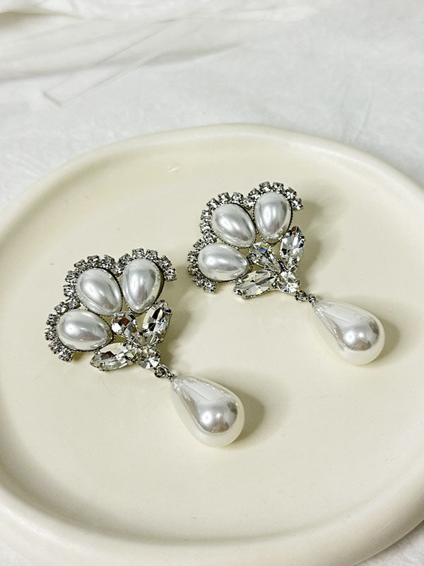 Personalized Flower Fan Shape Pearl Earrings