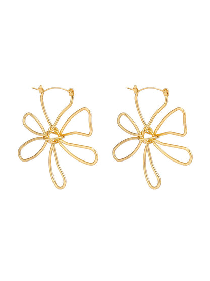 Fashionable Metal Glossy Large Flower Earrings