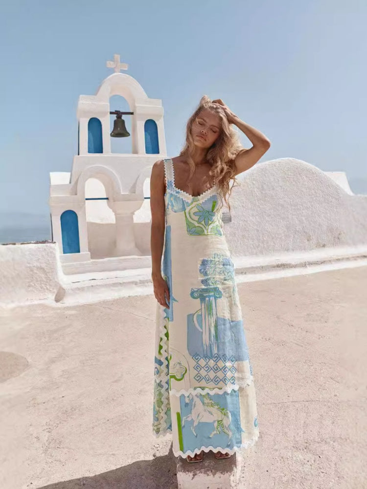 Coastal Charm Linen Maxi Dress