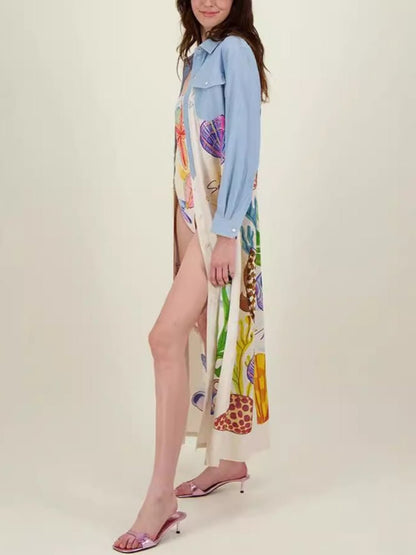 Under the Sea Illustrated Midi Dress - TheBohoBloom