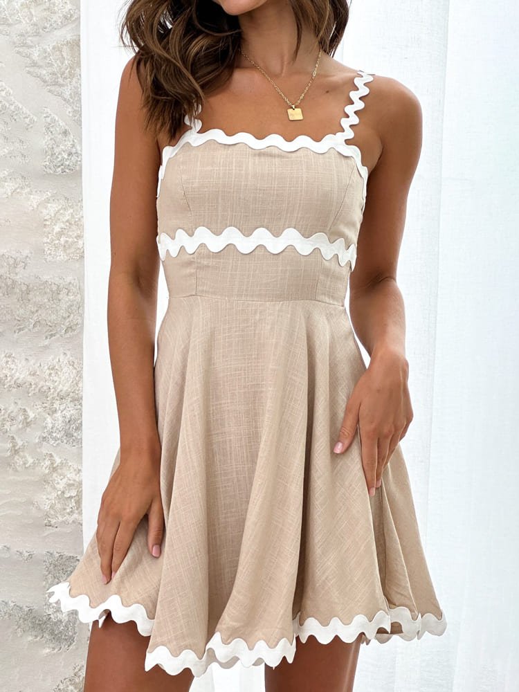 Breezy Trim Linen Mini Dress - TheBohoBloom