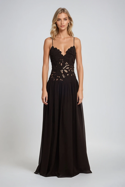 Thea Appliqué Draped Maxi Dress