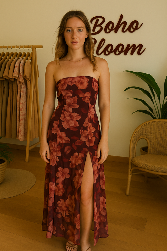 Blooming Elegance Bandeau Maxi Dress