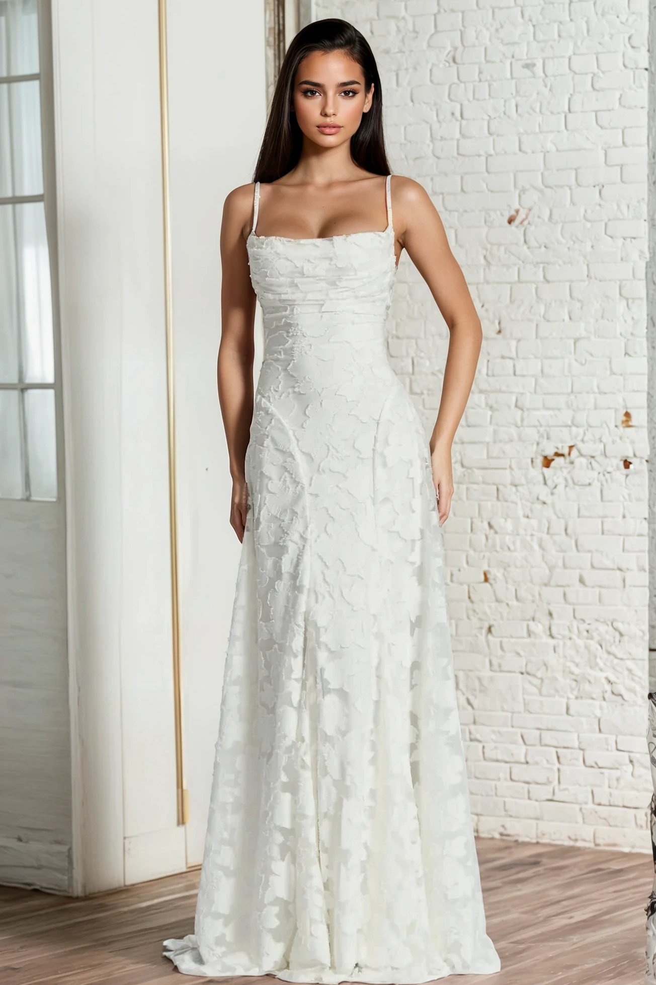 Ivory Drift Jacquard Maxi Dress