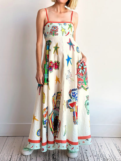 Boho Graffiti Sling Maxi Dress