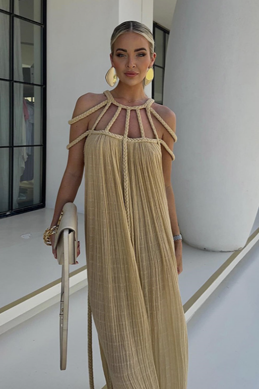 Zafira Strand Halter Maxi Dress