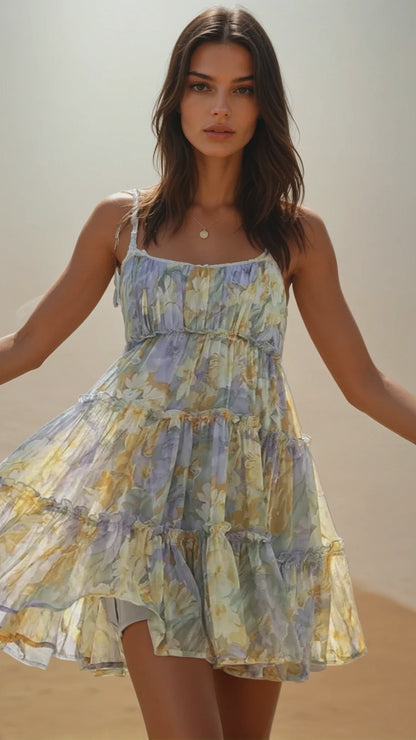 Sunlit Bloom Mini Dress