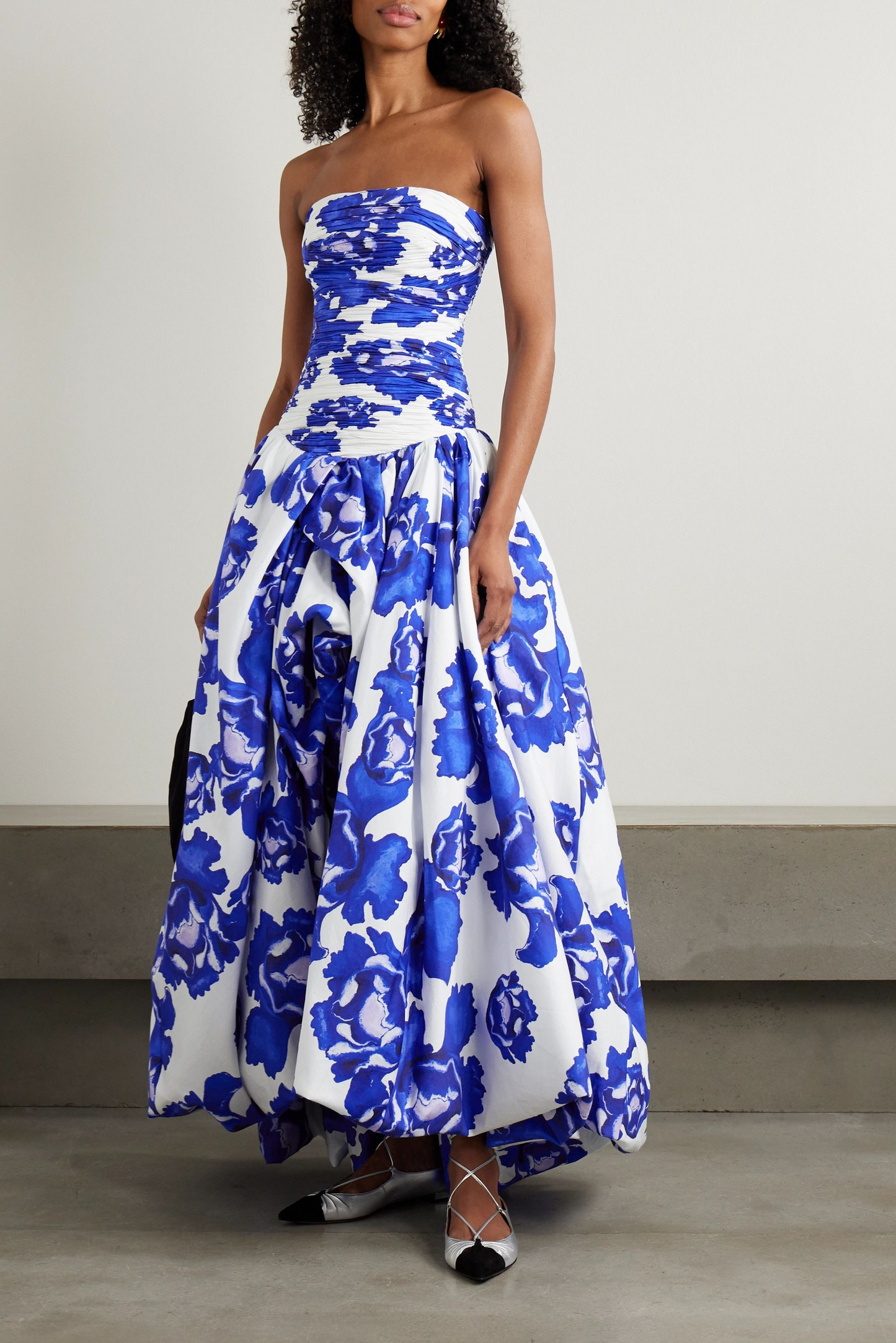 Sapphire Bloom Cascade Maxi Dress