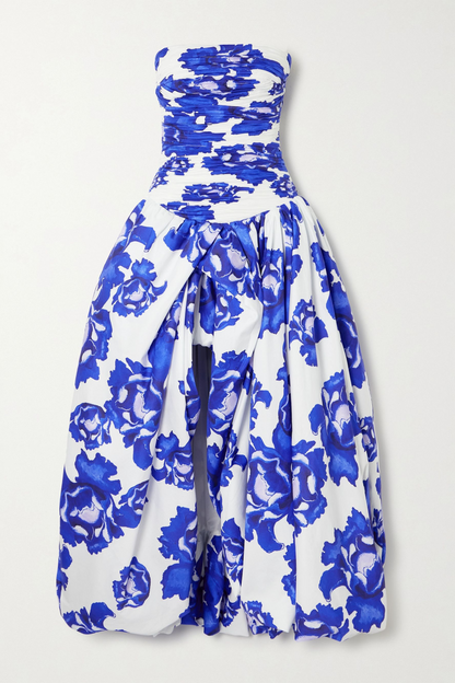 Sapphire Bloom Cascade Maxi Dress